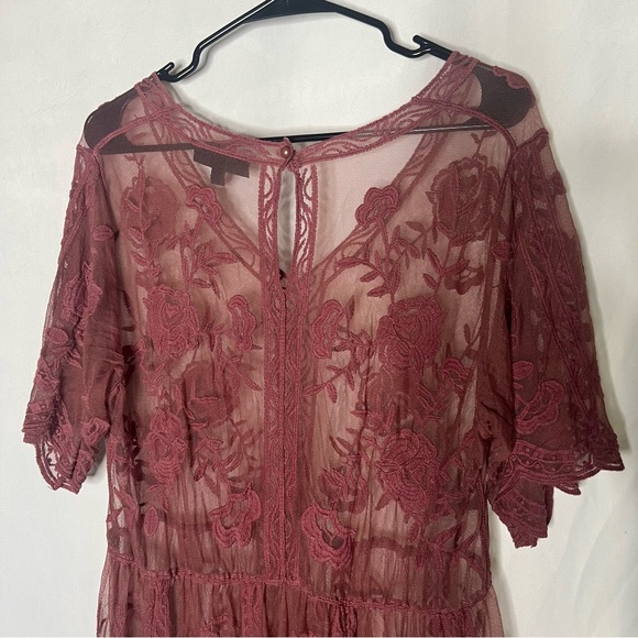 Lane Bryant Pink Lace Embroidered Short Sleeve Top Size 10/12 Women’s Blouse - Picture 9 of 11